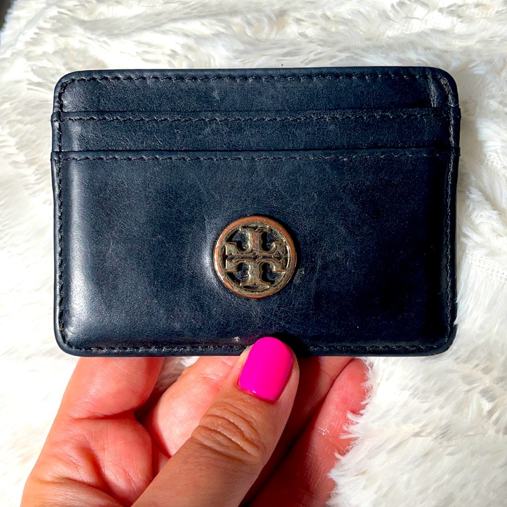 Tory Burch Black Card Holder with Gold Logo